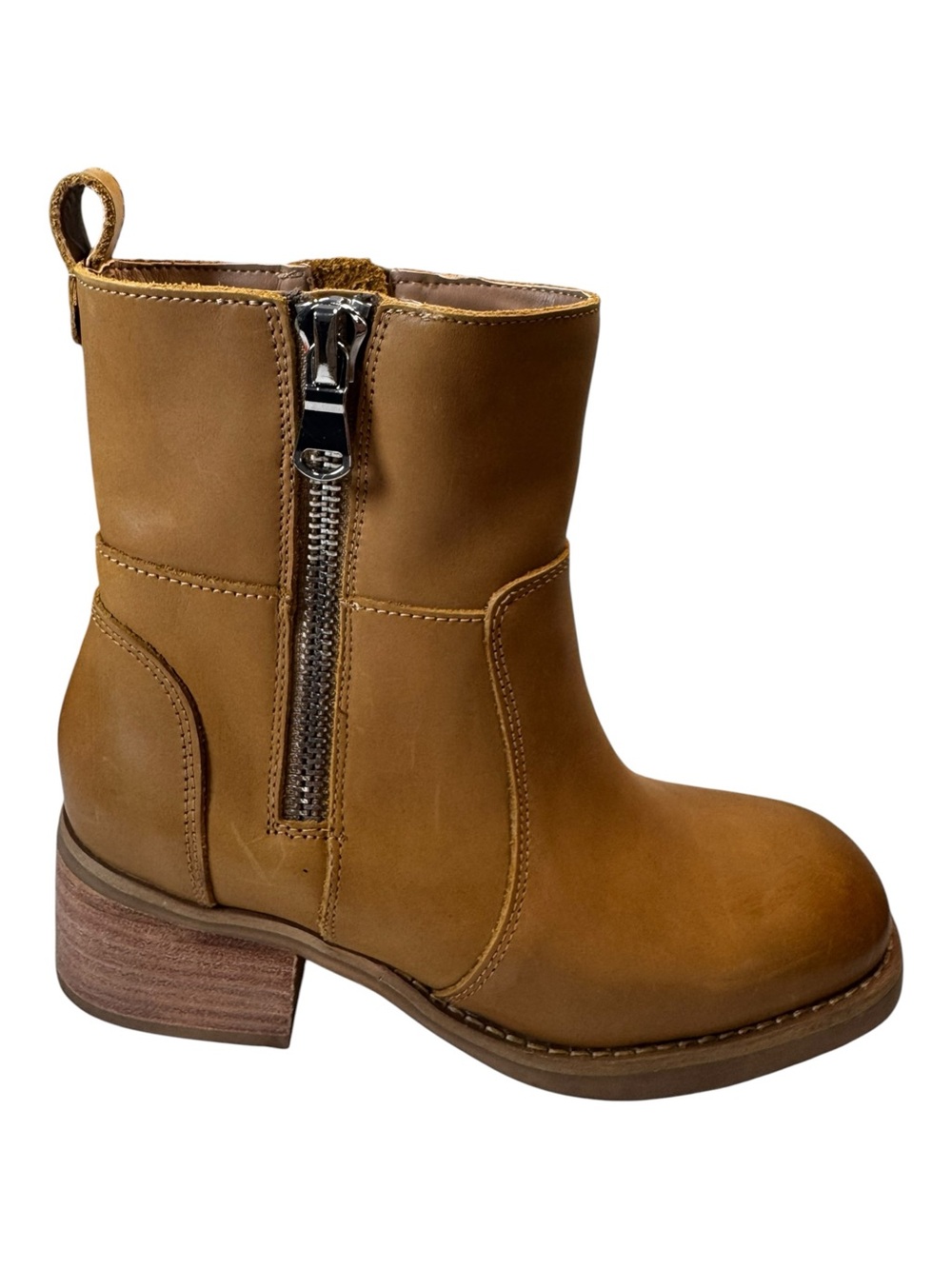 NWT Blondo Carmine Cognac Tan Waterproof Leather  Zip Ankle Booties Size 7.5